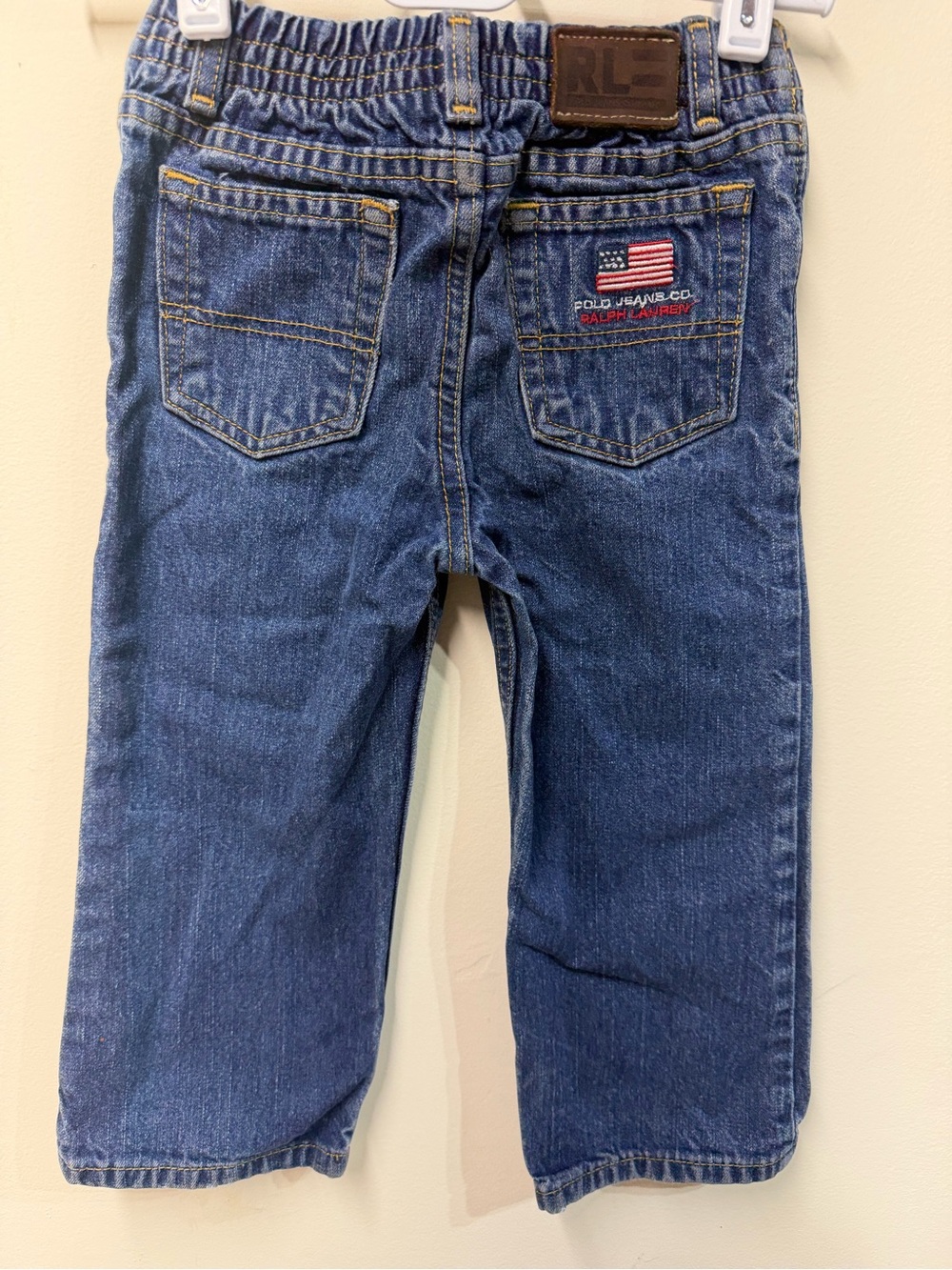 Polo by Ralph Lauren Boys Dark Blue Denim Jeans with Flag Patch